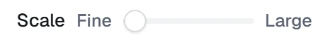 Scale in the app, set to Fine: 20 px