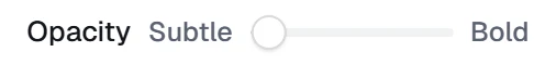 Opacity in the app, set to Subtle
