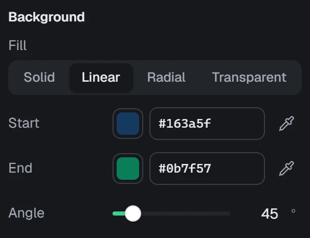 Background in the app, set to Linear