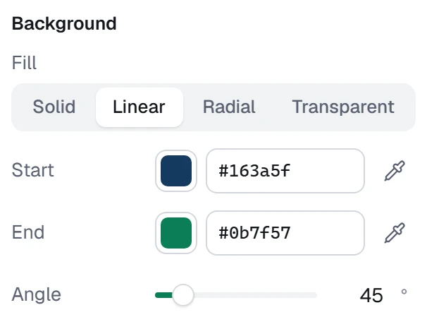Background in the app, set to Linear