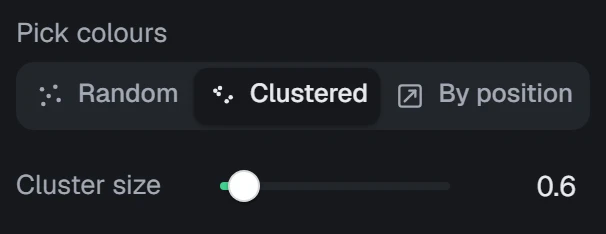 Colour cluster size in the app, set to 0.6