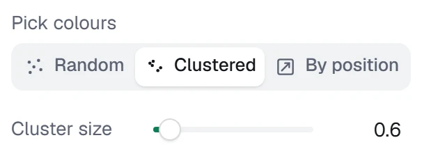 Colour cluster size in the app, set to 0.6