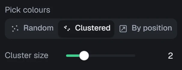 Colour cluster size in the app, set to 2