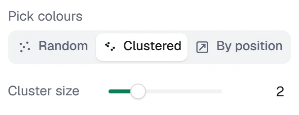 Colour cluster size in the app, set to 2