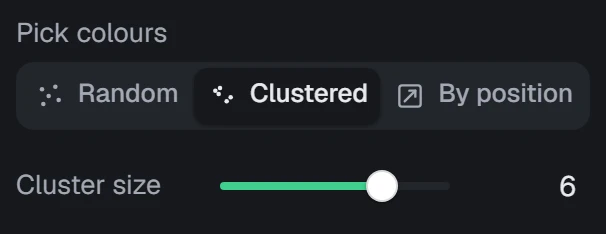 Colour cluster size in the app, set to 6