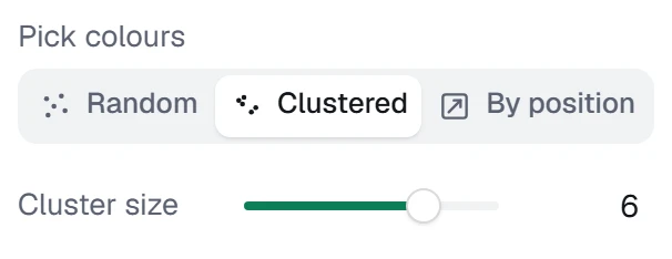 Colour cluster size in the app, set to 6