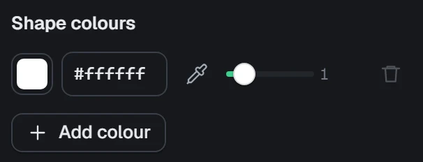 Shape colours in the app, set to White only