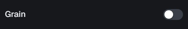 Grain in the app, set to Off