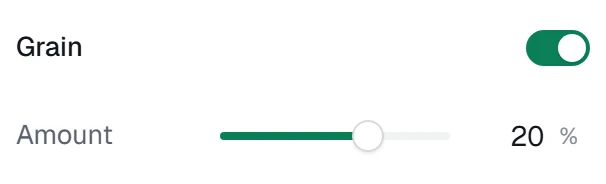 Grain in the app, set to Amount 20%