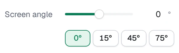 Screen angle in the app, set to 0°