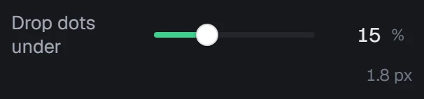 Drop dots under in the app, set to 15%