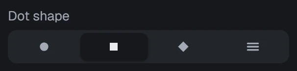 Dot shape in the app, set to Square