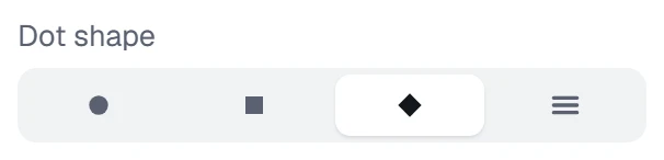 Dot shape in the app, set to Diamond