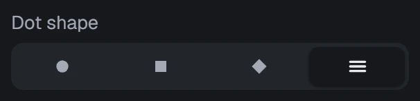Dot shape in the app, set to Lines