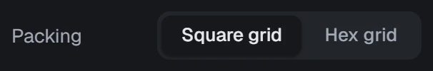 Packing in the app, set to Square grid