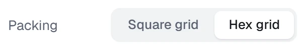 Packing in the app, set to Hex grid
