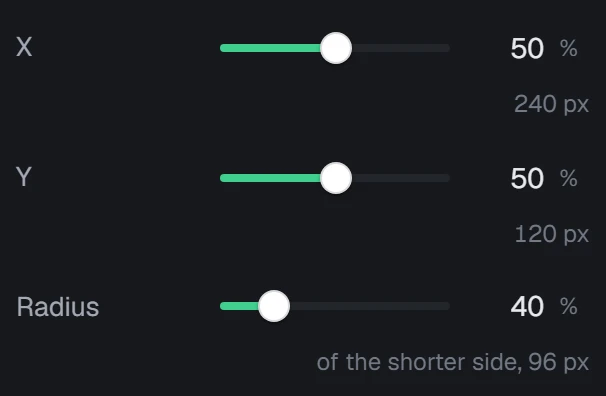 Peak radius in the app, set to Radius 40%