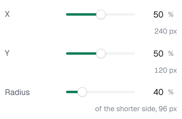 Peak radius in the app, set to Radius 40%
