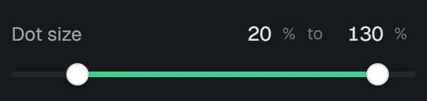Dot size in the app, set to 20% to 130%