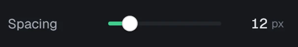 Spacing in the app, set to 12 px