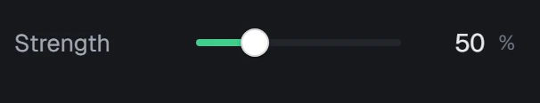Peak strength in the app, set to 50%