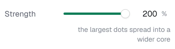 Peak strength in the app, set to 200%