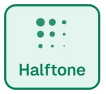 Shape in the app, set to Halftone dots