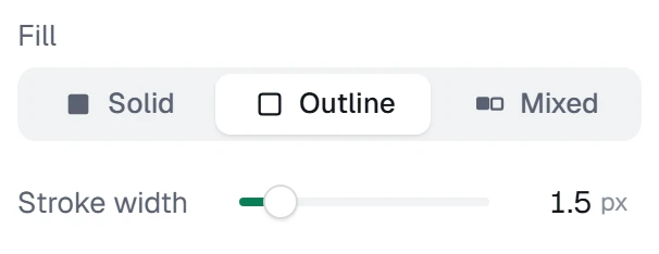 Fill in the app, set to Outline, 1.5 px stroke
