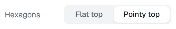 Hexagon orientation in the app, set to Pointy top