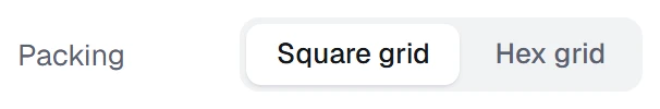 Packing in the app, set to Square grid