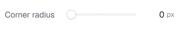Corner radius in the app, set to 0 px