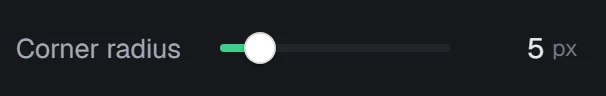 Corner radius in the app, set to 5 px