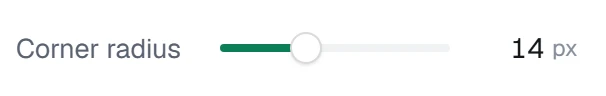 Corner radius in the app, set to 14 px