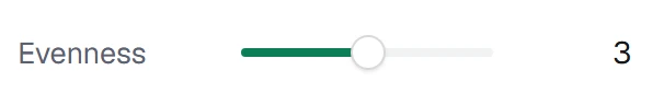 Evenness in the app, set to 3