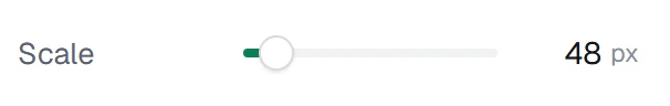 Scale in the app, set to 48 px