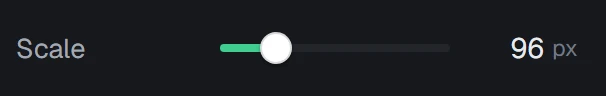 Scale in the app, set to 96 px