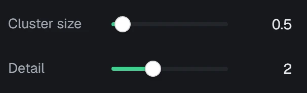Variation cluster size in the app, set to Cluster size 0.5