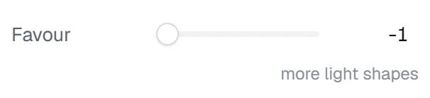 Favour in the app, set to -1, more light shapes