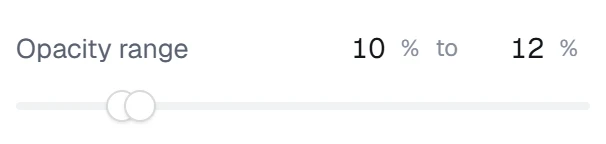 Opacity range in the app, set to 10% to 12%