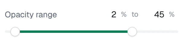 Opacity range in the app, set to 2% to 45%