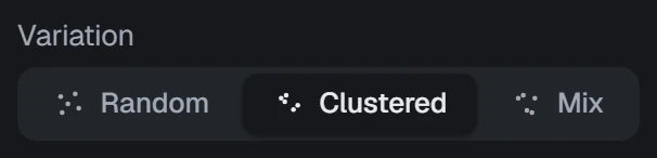 Variation in the app, set to Clustered