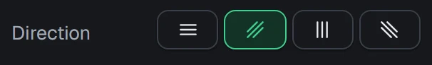 Direction in the app, set to Diagonal up