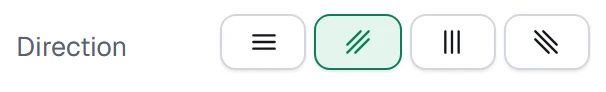 Direction in the app, set to Diagonal up