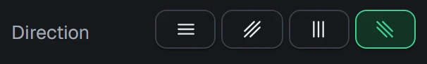 Direction in the app, set to Diagonal down