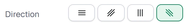 Direction in the app, set to Diagonal down