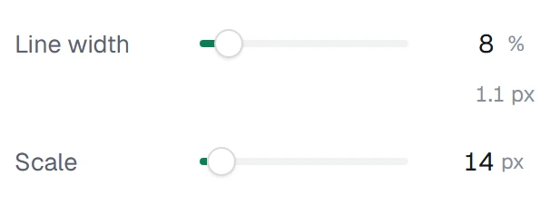 Topography in the app, set to Scale 14 px