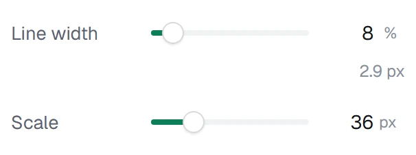 Topography in the app, set to Scale 36 px