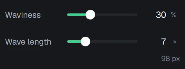 Waviness in the app, set to 30%