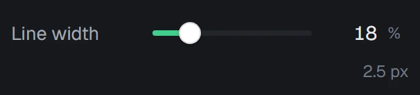 Line width in the app, set to 18%