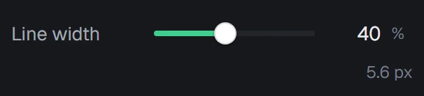 Line width in the app, set to 40%